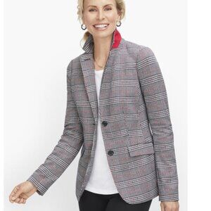 Talbots Womens Aberdeen Knit Blazer Glen Plaid Jacquard Jacket Size‎ 14